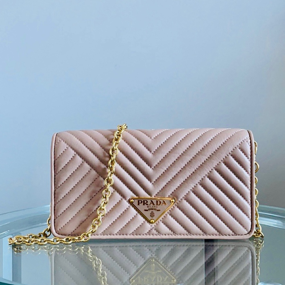 Prada mini quilted bag on chain